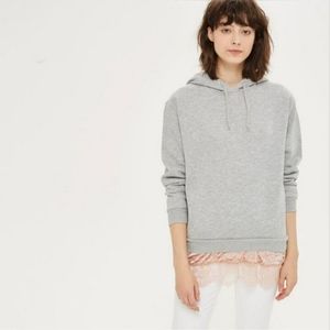Topshop Gray Pink Velvet Hoodie!